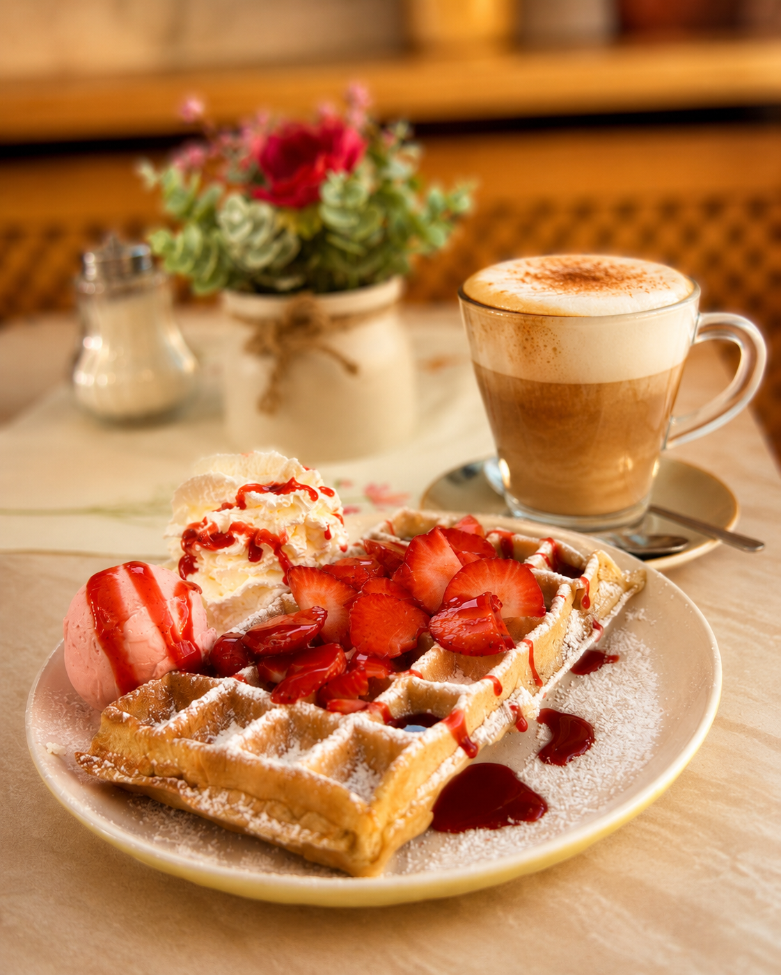 Frische hausgebackene Waffeln
